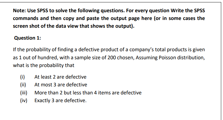 Solved Note: Use SPSS to solve the following questions. For | Chegg.com