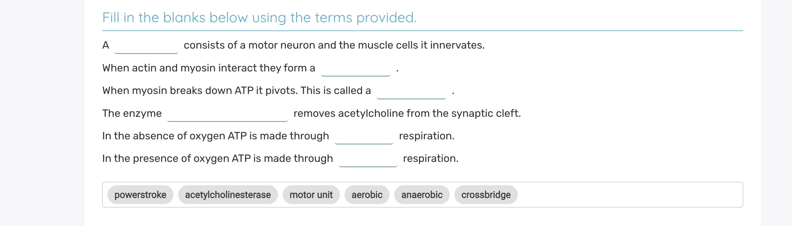 Solved Fill in the blanks below using the terms | Chegg.com