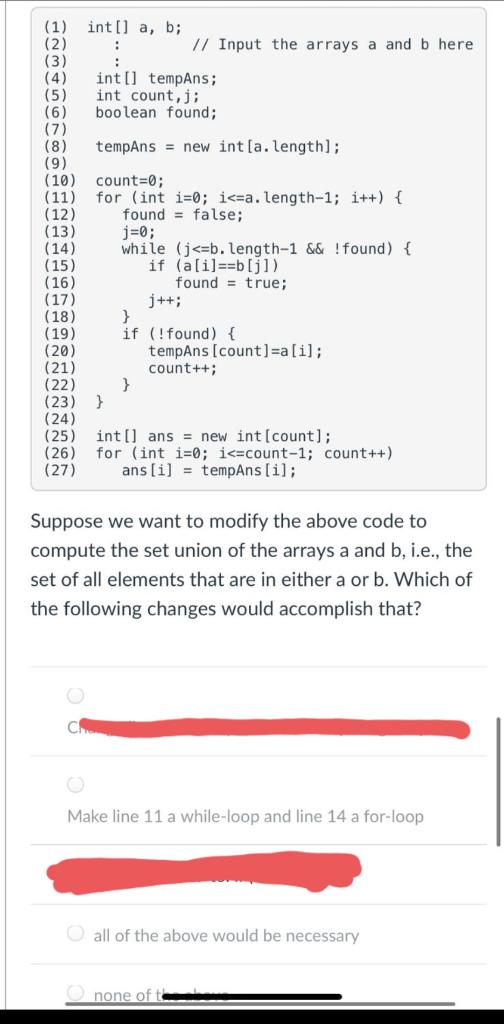 Solved Int[] A, B; : // Input The Arrays A And B Here Int[] | Chegg.com