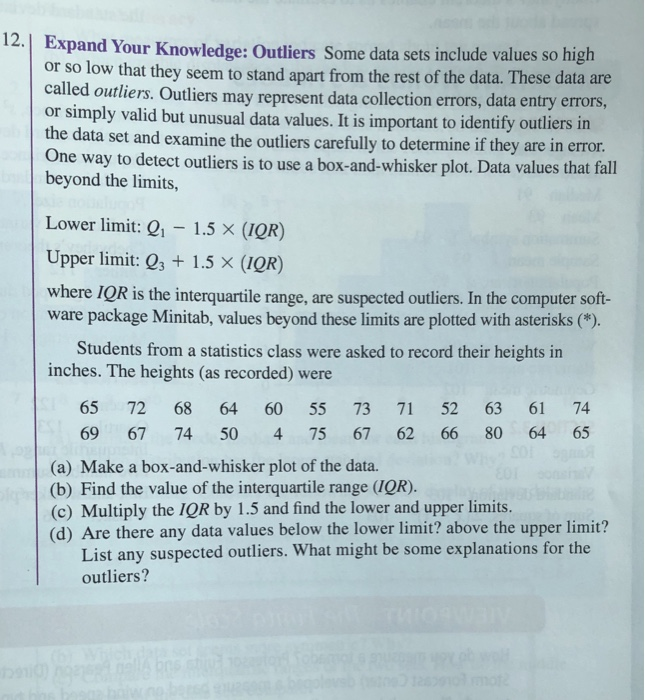 Solved 12.| Expand Your Knowledge: Outliers Some data sets | Chegg.com