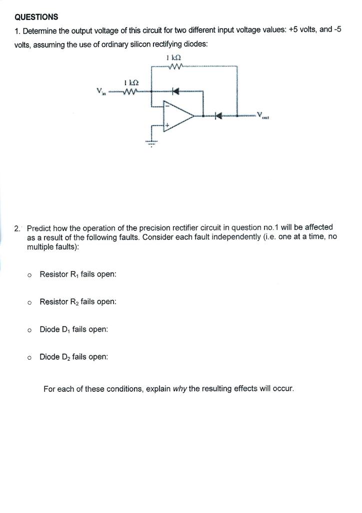 Solved QUESTIONS 1. Determine the output voltage of this | Chegg.com