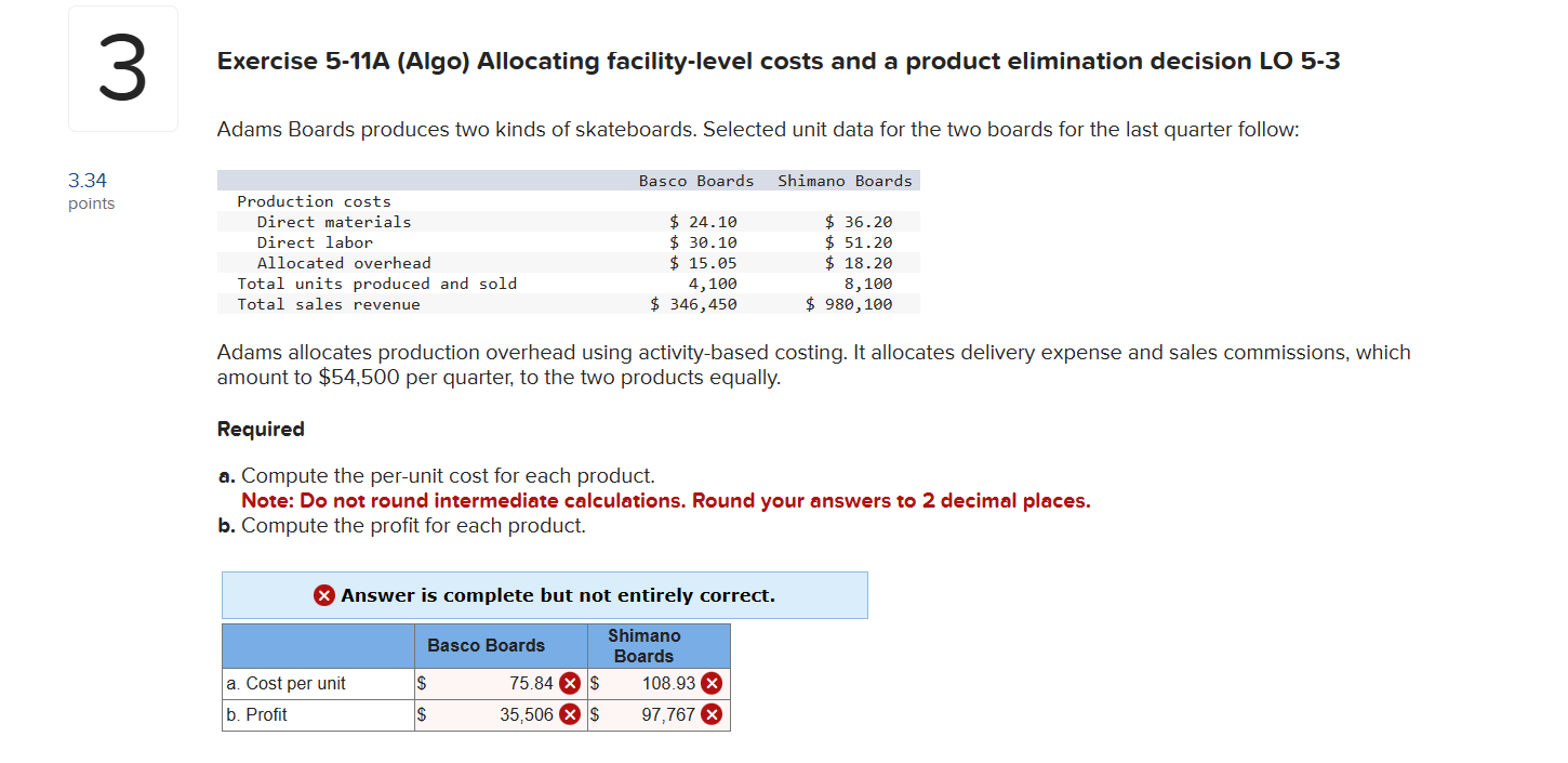 Solved Exercise 5-11A (Algo) ﻿Allocating facility-level | Chegg.com