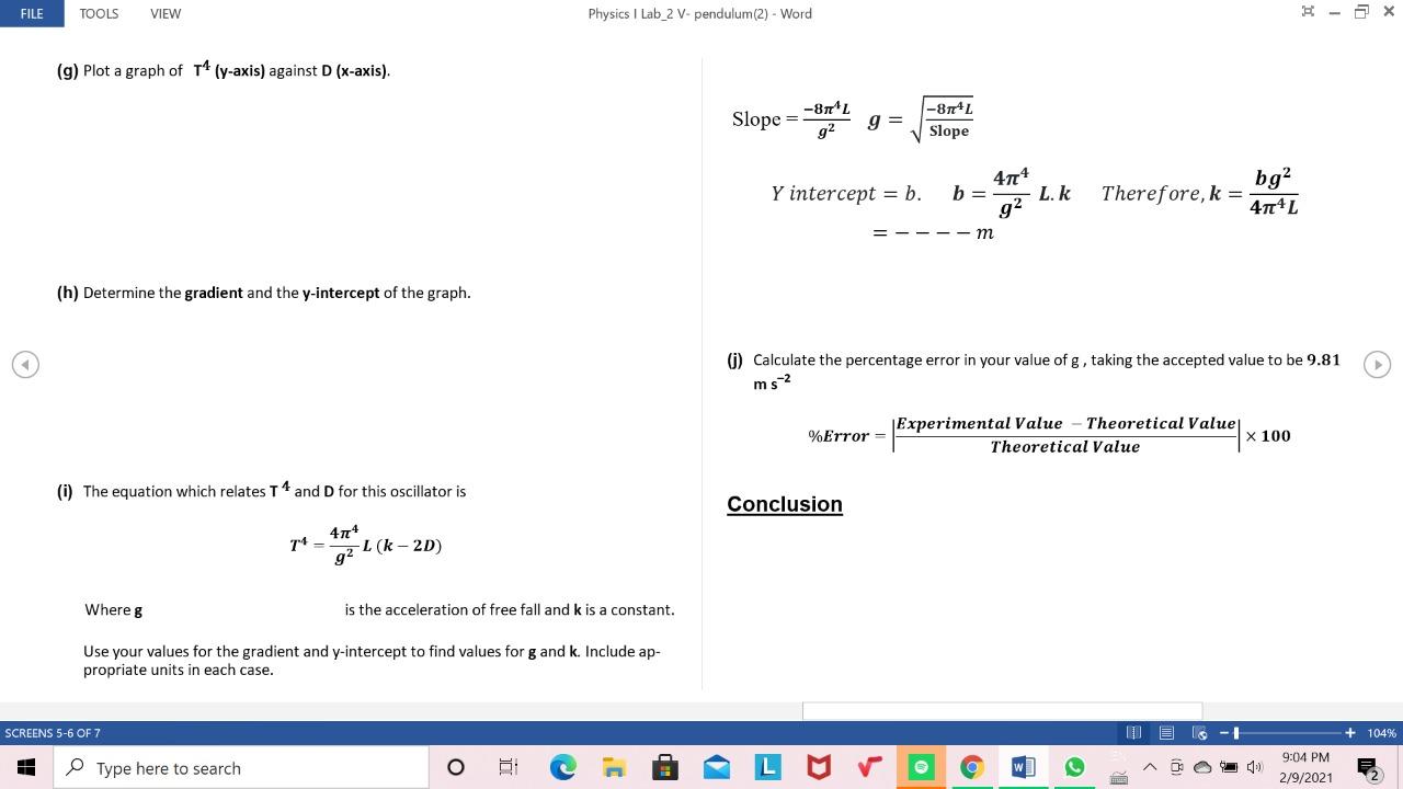 File Tools View Physics I Lab 2 V Pendulum 2 W Chegg Com