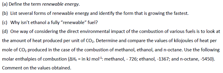 Solved (a) Define The Term Renewable Energy. (b) List | Chegg.com