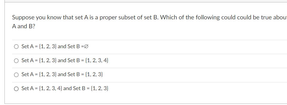 Solved Suppose You Know That Set A Is A Proper Subset Of Set | Chegg.com