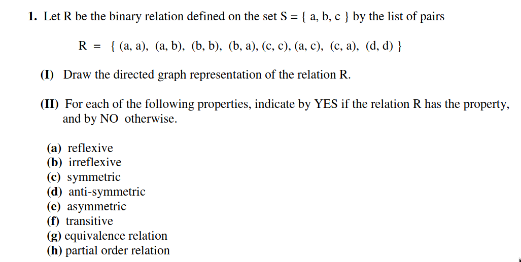 1. Let R Be The Binary Relation Defined On The Set | Chegg.com