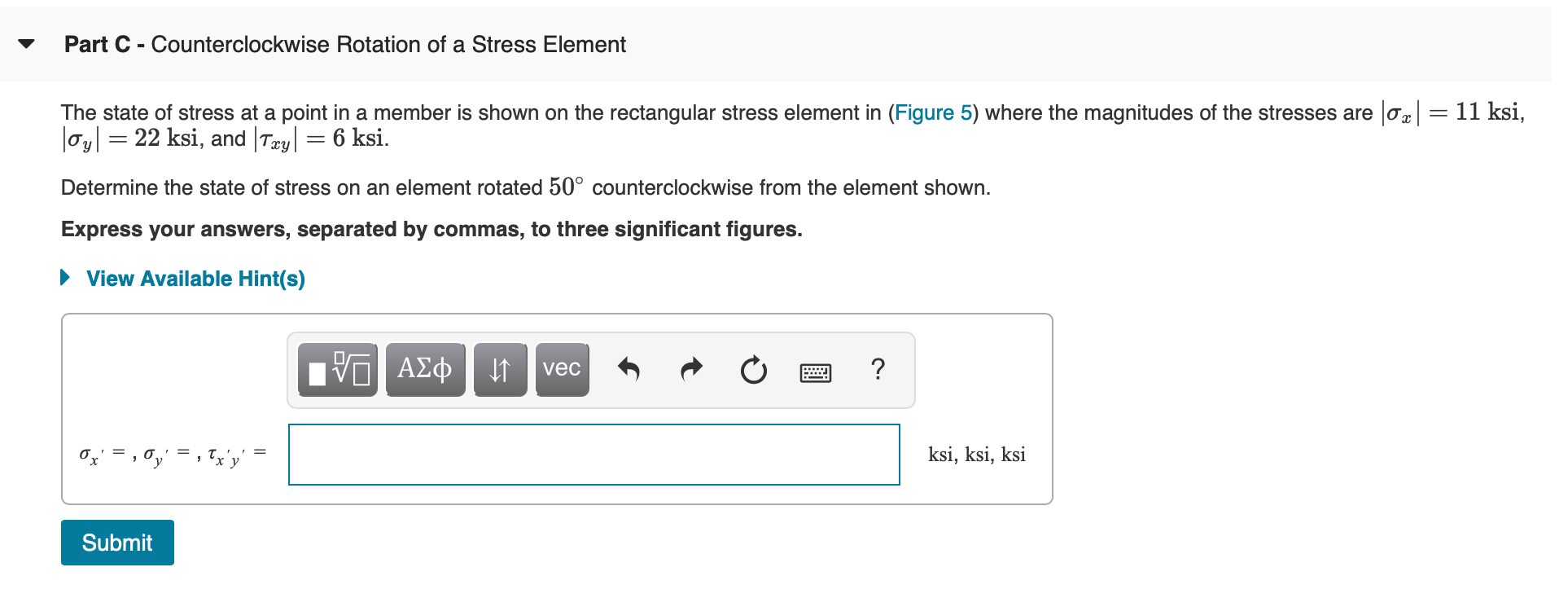 Solved The Stress-Transformation Equations 6 of 19 A 1 | Chegg.com