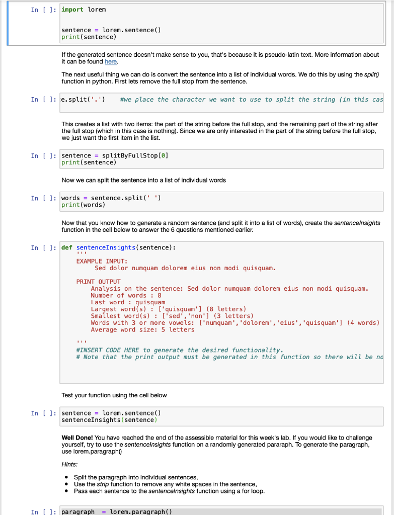 Solved ####Python#### def sentenceInsights(sentence): | Chegg.com