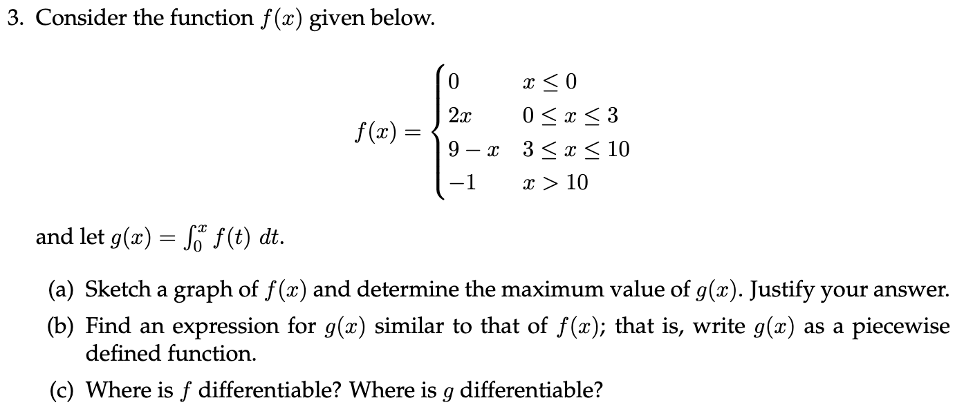 Solved 3 Consider The Function F X Given Below F X Chegg Com