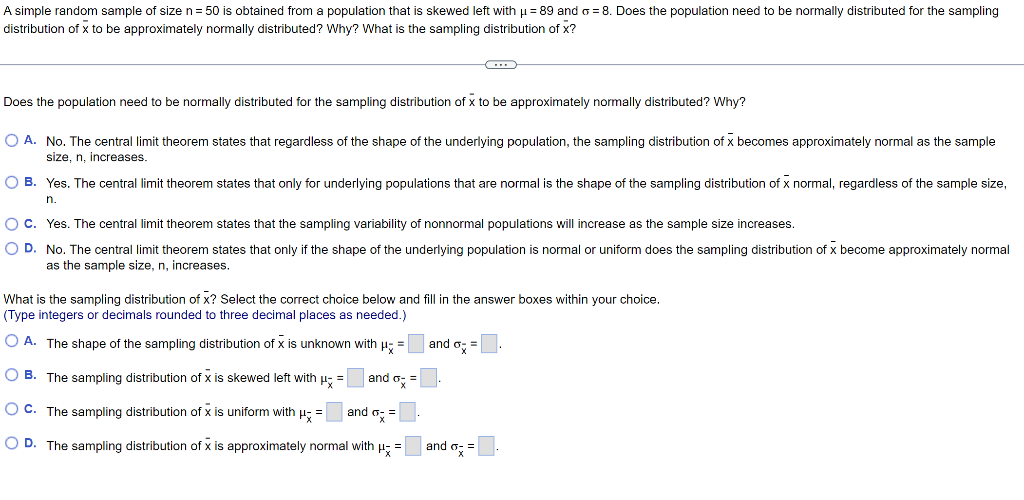Solved A simple random sample of size n=50 is obtained from | Chegg.com