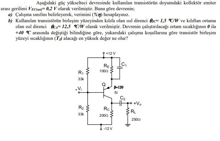 In the power amplifier circuit below, the saturation | Chegg.com