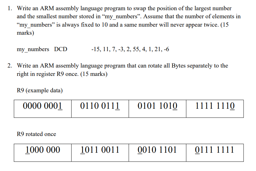 Solved 1. Write an ARM assembly language program to swap the