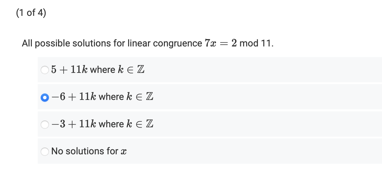 Solved All Possible Solutions For Linear Congruence | Chegg.com