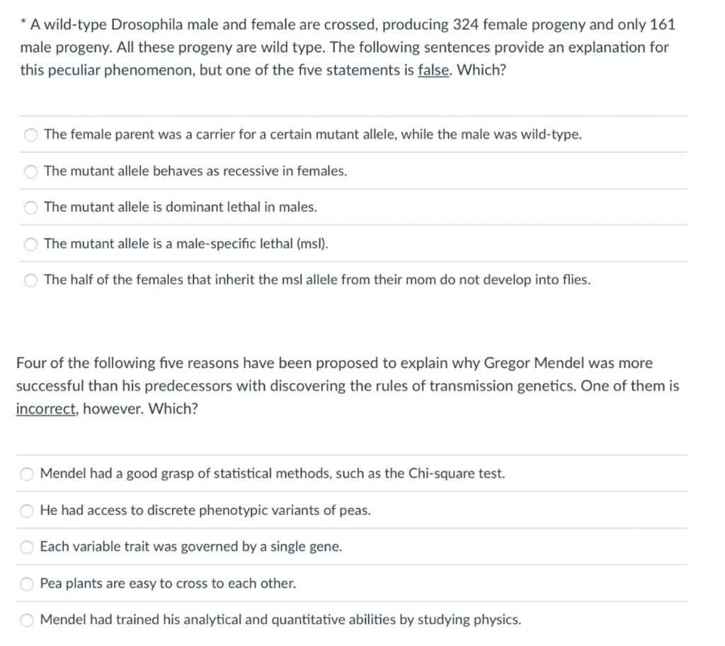 Solved * A Wild-type Drosophila Male And Female Are Crossed, | Chegg.com