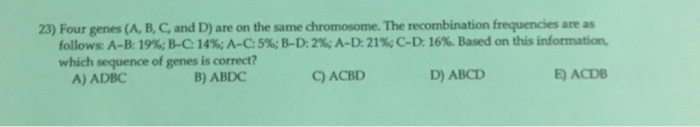 Solved 23) Four Genes (A, B, C, And D) Are On The Same | Chegg.com