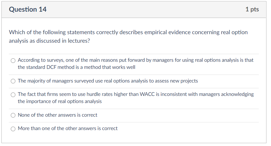 Solved Question 14 1 pts Which of the following statements