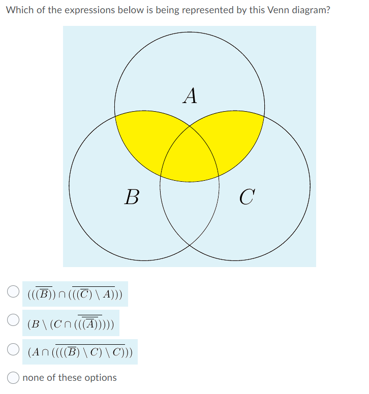 Solved Which of the expressions below is being represented | Chegg.com