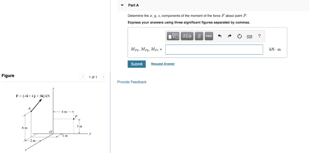 Solved Part A Determine the , y, z, components the moment of | Chegg.com