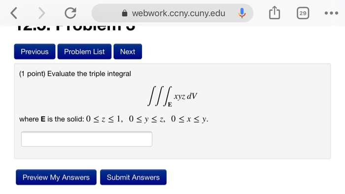 Solved a webwork.ccny.cuny.edu ↓山-... Previous Problem List | Chegg.com