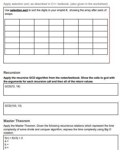 Solved Assignment 7 - Sorting Algorithms, Recursion, Master | Chegg.com