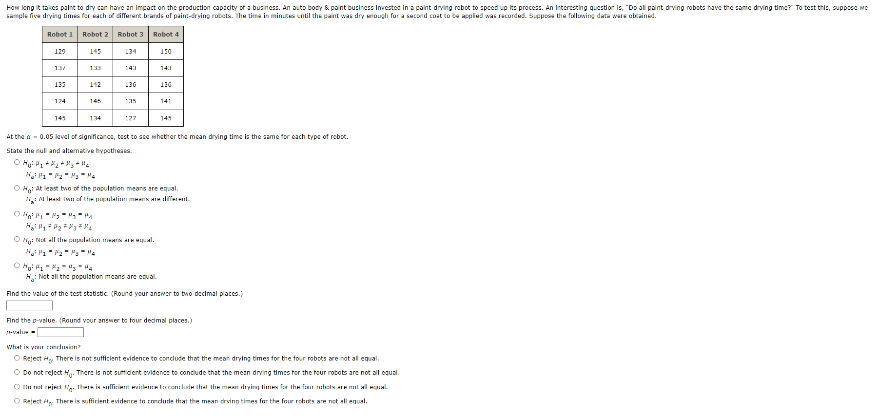 Solved At the α=0.05 level of significance, test to see