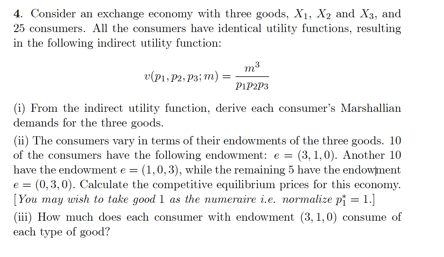 Solved 4. Consider An Exchange Economy With Three Goods, X1, | Chegg.com