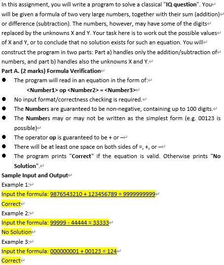In this assignment, you will write a program to solve | Chegg.com