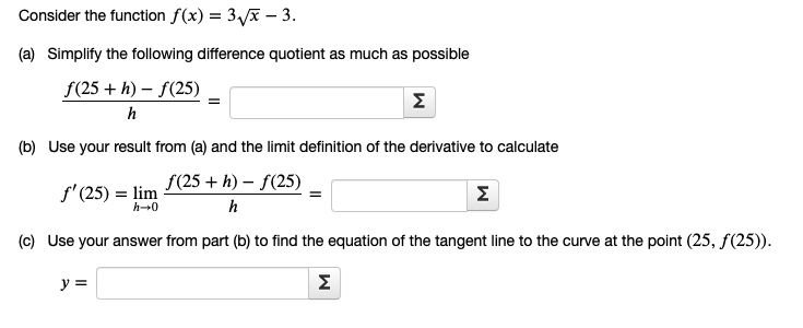 Solved Consider the function f(x) = 3x - 3. (a) Simplify the | Chegg.com