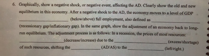 Solved Graphically, show a negative shock, or negative | Chegg.com