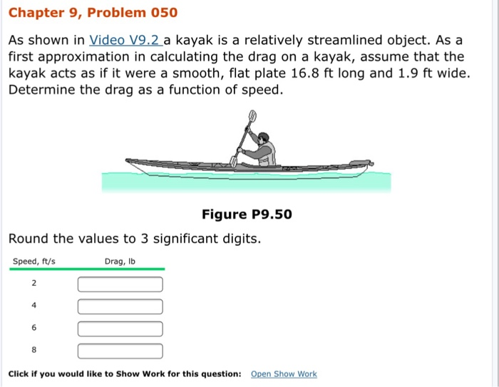 Solved Chapter 9, Problem 050 As shown in Video V9.2 a kayak | Chegg.com