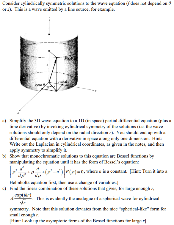 Consider cylindrically symmetric solutions to the