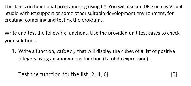 Solved This lab is on functional programming using F#. You | Chegg.com