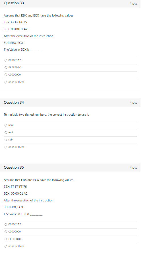 Solved Assume that EBX and ECX have the following values | Chegg.com