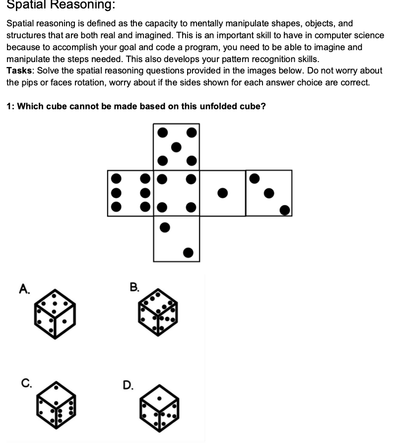 Solved Spatial Reasoning: Spatial reasoning is defined as | Chegg.com