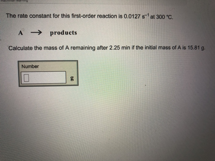 Solved The rate constant for this first-order reaction is | Chegg.com