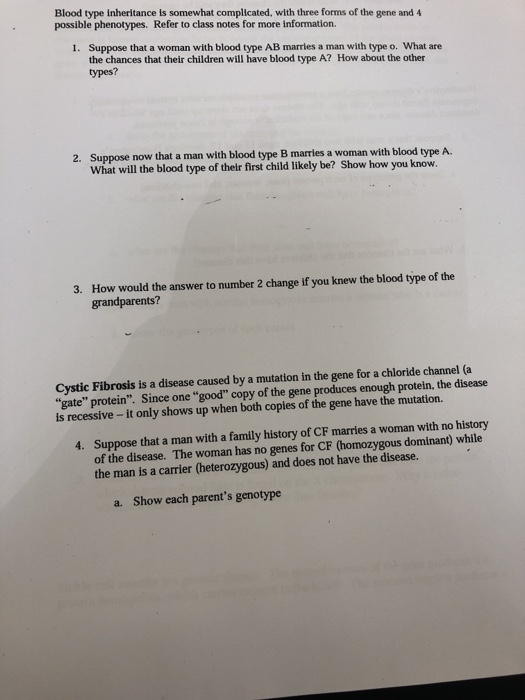 Solved: Blood Type Inheritance Is Somewhat Complicated, Wi... | Chegg.com