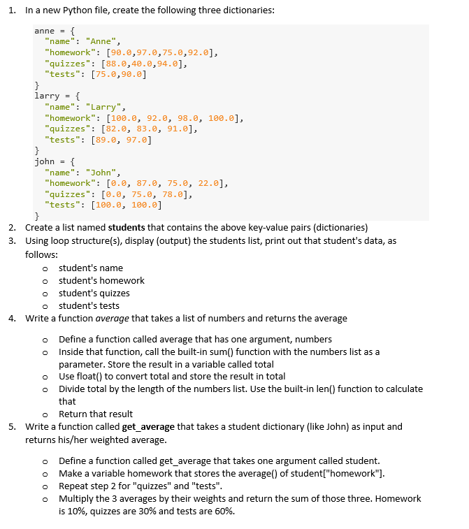 Solved 1. In a new Python file, create the following three | Chegg.com