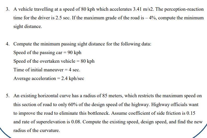 Solved 3. A vehicle travelling at a speed of 80 kph which | Chegg.com
