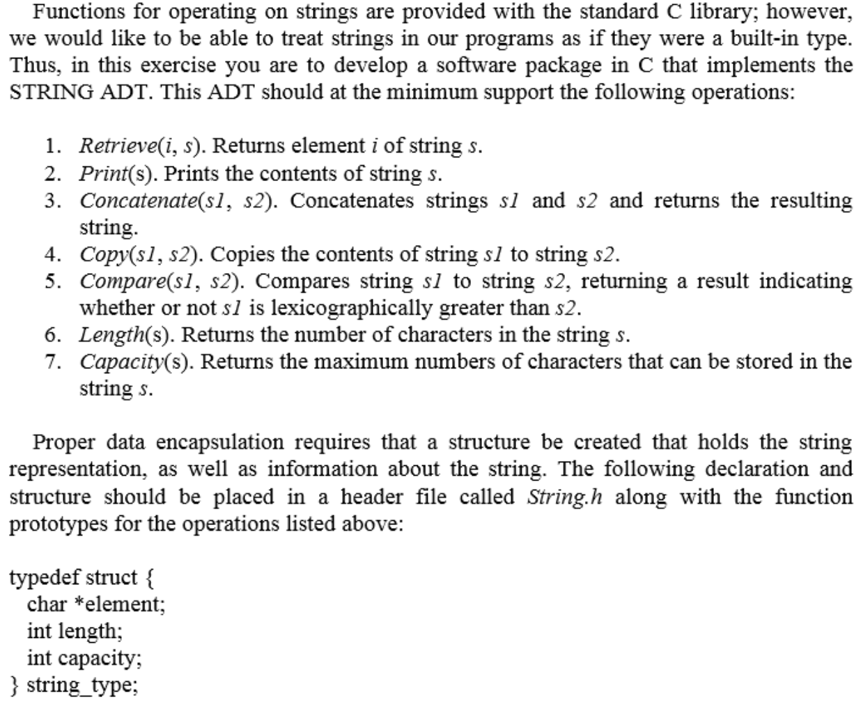 Functions for operating on strings are provided with | Chegg.com