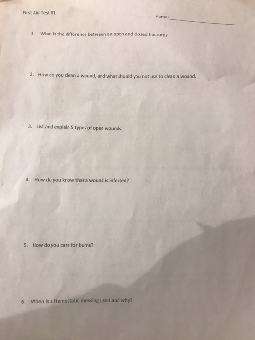 Solved First Aid Test 1 name 1. What is the difference Chegg