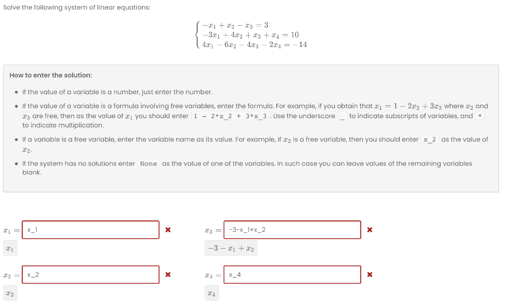 Solved Solve the following system of linear equations: -21 | Chegg.com