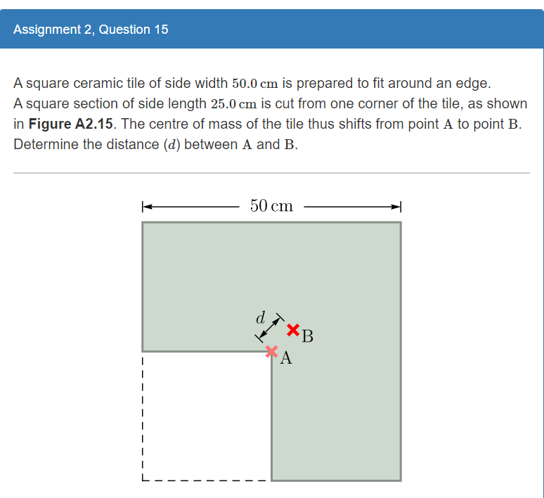 Solved Assignment 2, Question 15 A square ceramic tile of | Chegg.com