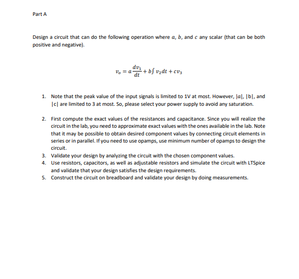 Solved Part A Design a circuit that can do the following | Chegg.com