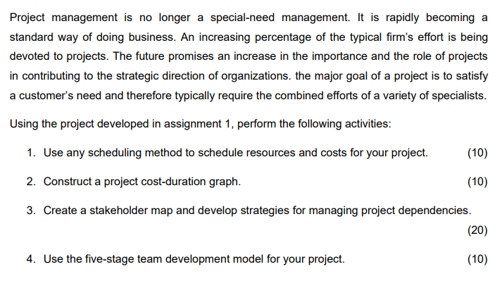 Solved Project management is no longer a special-need | Chegg.com