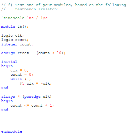 Solved // 6) Test one of your modules, based on the | Chegg.com