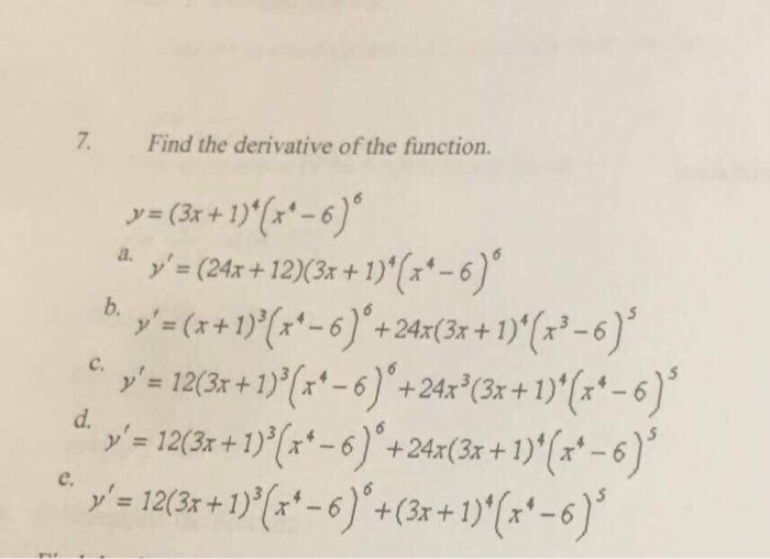 Solved Find The Derivative Of The Function