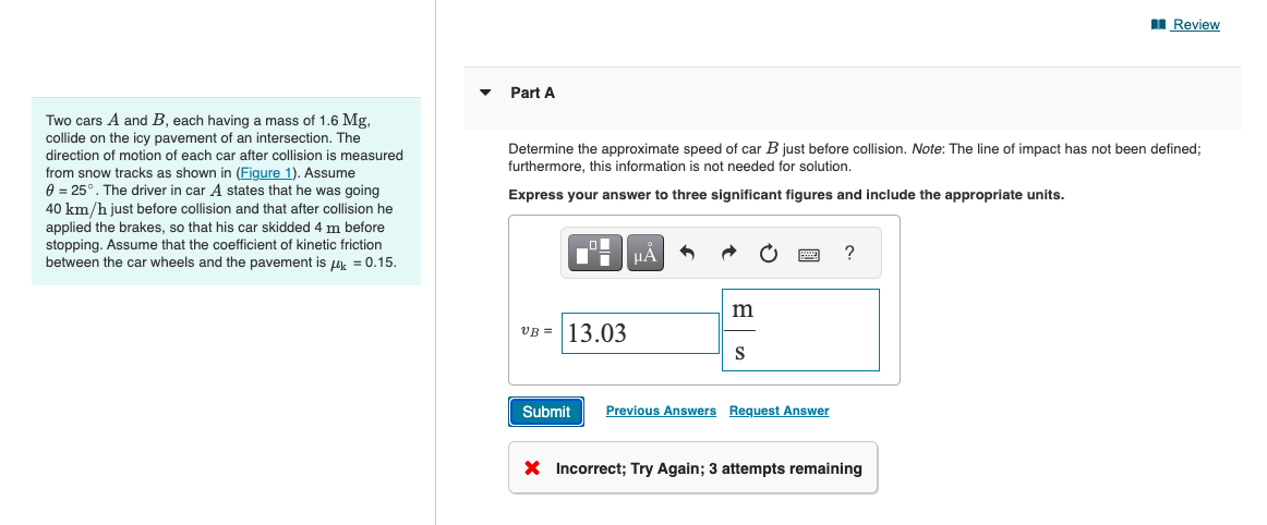 Solved Two Cars A And B, Each Having A Mass Of 1.6Mg, | Chegg.com