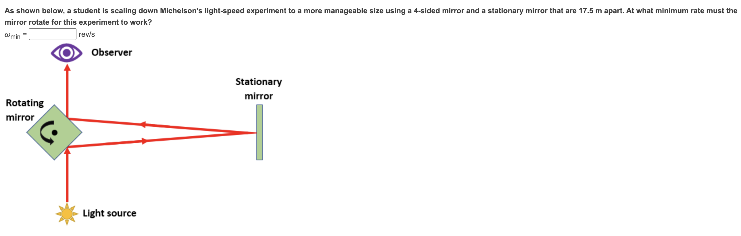 Solved As shown below, a student is scaling down Michelson's