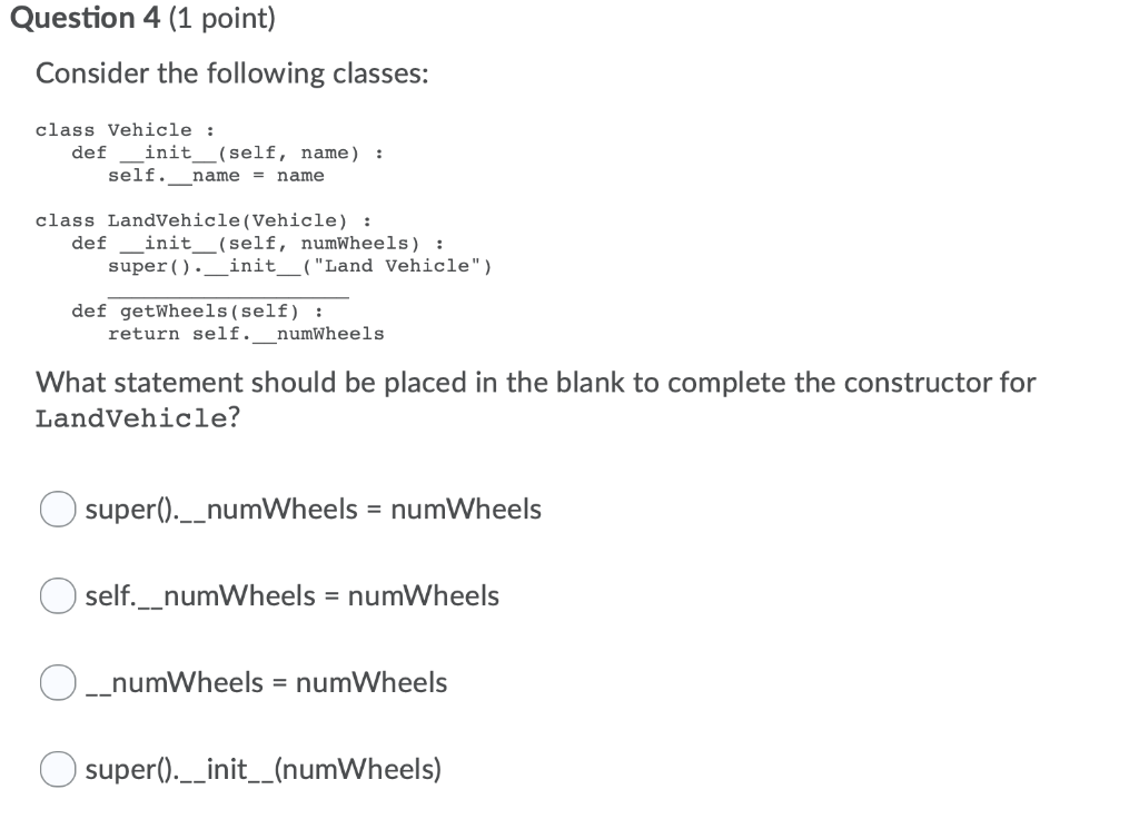 Solved Question 5 (1 point) Consider the following code | Chegg.com
