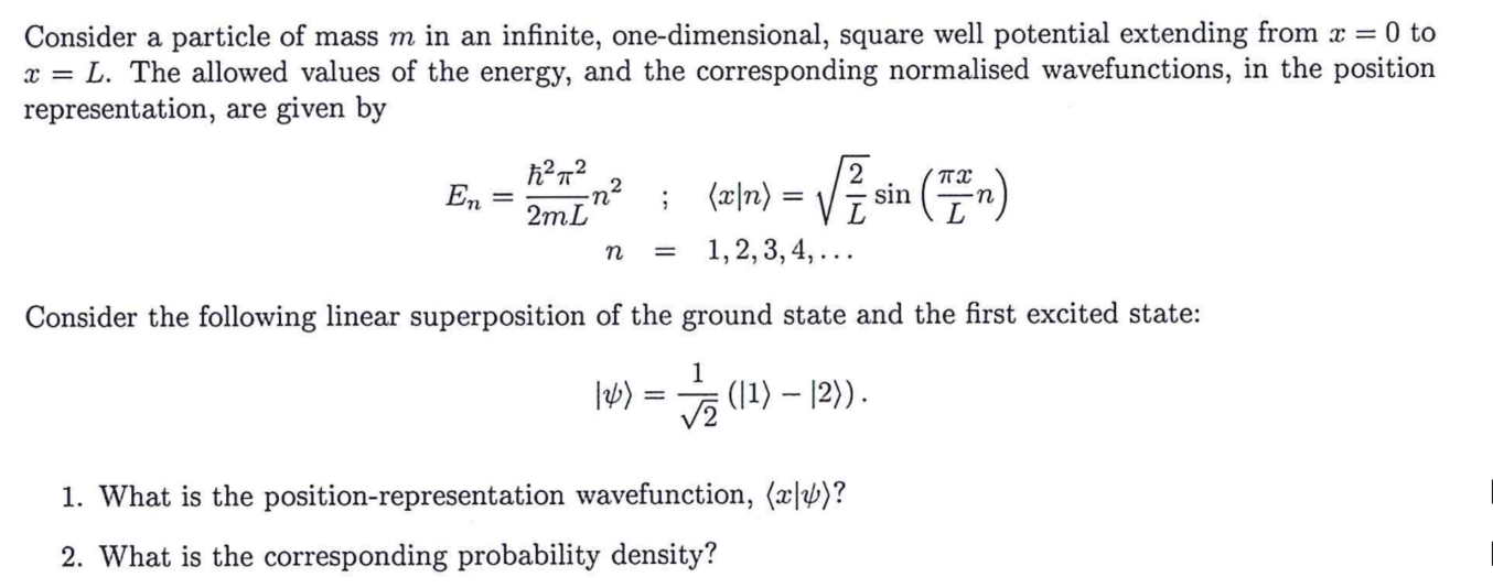 Solved Consider a particle of mass m in an infinite, | Chegg.com